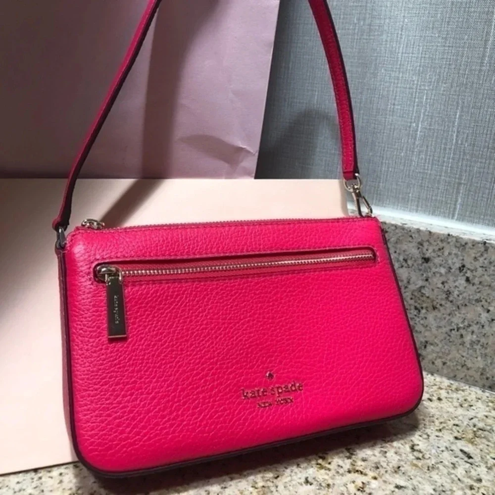 Kate Spade New York Pink Pebbled Leather Convertible Shoulder Bag NWT